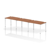 Impulse Single Row 3 Person Bench Desk W1200 x D800 x H730mm Walnut Finish White Frame - IB00326 DD